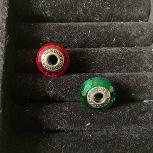 Pandora Red & Green Glass Charms
